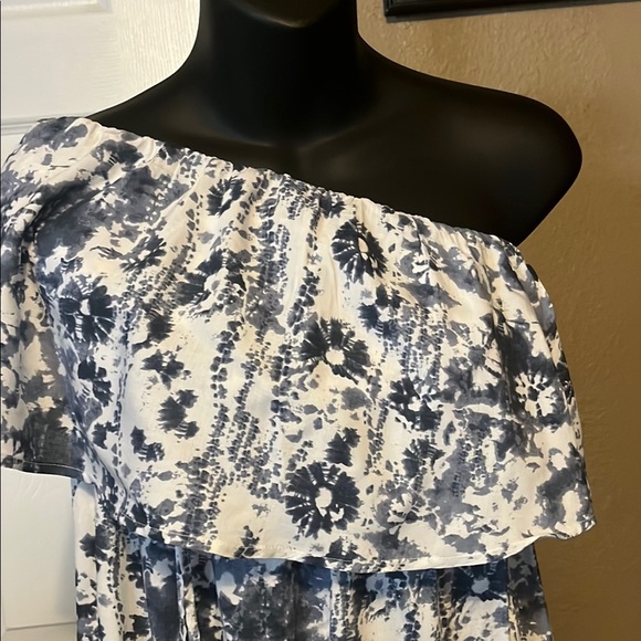 Japna blue and White Asymmetrical Ruffled Dress - Picture 5 of 6